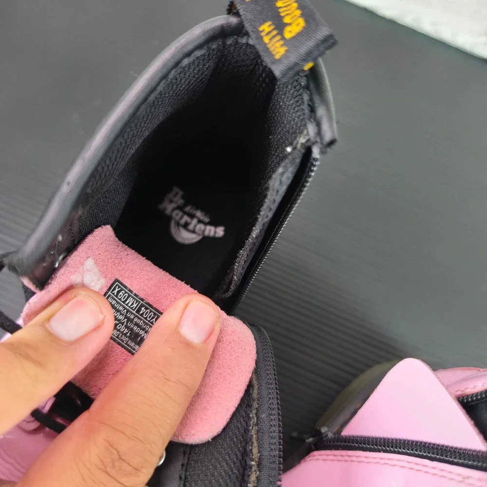 Dr. Martens 1460 J Pink Patent Lamper Lace Up Side Zip Boots Kids Size 13 US